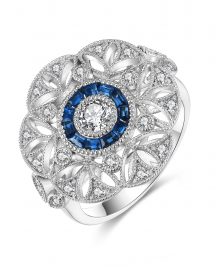 FLORAL STYLE SAPPHIRE DIAMOND RING (TR3825)